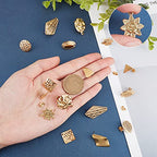 SUNNYCLUE 1 Box 10 Pairs Gold Earring Studs Stainless Steel Ear Studs Flat Round Flower Earring Triangle Oval Square Leaf Rhombus Shape for Man Women Styling Findings Jewelry Gifts - color: 10 Pairs Mixed Style Shiny Stud Earring Accessories