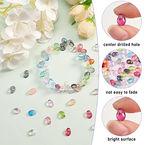 UR URLIFEHALL 100 Pcs Mixed Color Transparent Spray Painted Glass Oval Charms for Earring Bracelet Necklace Jewelry DIY Craft Making - color: 100pcs-8.5x6x4.5mm-mixed color oval glass charms