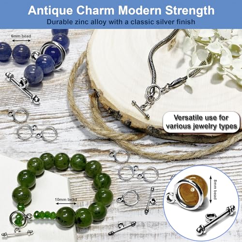 Heather's cf Toggle Jewelry Clasps – Durable Quality, Antique Plain Silver Finish Toggle Clasps & Closures for Necklace, Bracelet & Charms – Ideal for DIY, & Jewelry Making – Small (Set of 130) - color: Silver small
