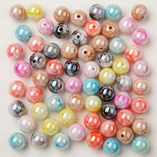 16mm Acrylic Beads Double Color Round Bead with Straight Hole, Large Beads for DIY Earrings Bracelet Necklace and Any Other Accessories (Mist) - color: mist