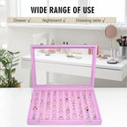 Siveit Velvet Ring Display Tray Organizer Box with Transparent Lid, 100 Slot Ring Holder Showcase For Store Display Jewelry Show Home, Pink - color: Pink