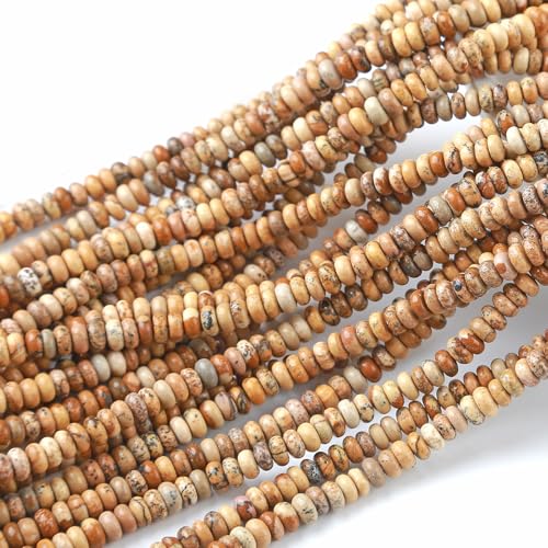 2x4MM 150PCS Picture Jasper Tube Rondelle Abacus Disk Spacer Loose Beads for Jewelry Making - color: Picture Jasper, size: 2x4mm abacus-shaped
