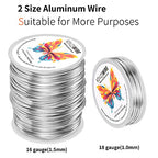 Aluminum Craft Wire 16 Gauge (1.5mm)–164Ft (50M)+18 Gauge (1.0mm) 32.8Ft (10M) + Pliers – Bendable Metal Wire for Sculpting, Armature, Jewelry Making, DIY Crafts (Silver) - size: 16Gauge, style: Silvery