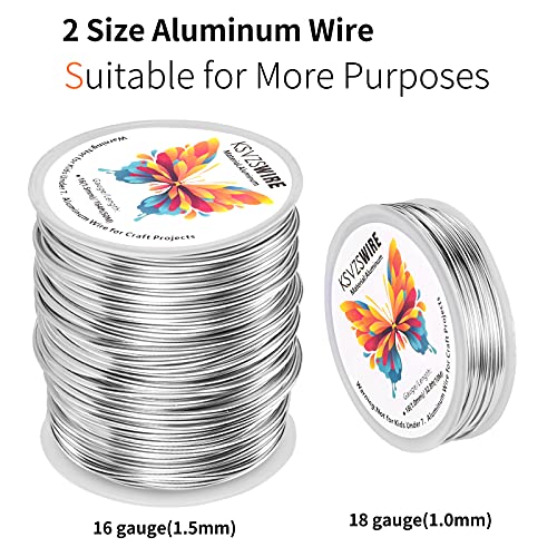 Aluminum Craft Wire 16 Gauge (1.5mm)–164Ft (50M)+18 Gauge (1.0mm) 32.8Ft (10M) + Pliers – Bendable Metal Wire for Sculpting, Armature, Jewelry Making, DIY Crafts (Silver) - size: 16Gauge, style: Silvery