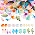 Glass Leaf Beads Crystal Glass Leaf Charms Transparent Leaves Pendants Tiny Green Leaf Bead Caps for Christmas Earring Bracelet Jewelry Making DIY Keychain Craft - color: 10 Styles-Mix