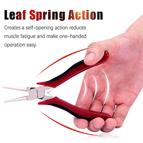 SPEEDWOX Micro Round Nose Pliers 4.5 Inches Wire Looping Small Fine Pliers Ultra Tapered Jaw Precision Needle Nose Pliers with Spring Mini Functional Jewelry Making Tool Craft Beading - style: Round Nose Pliers