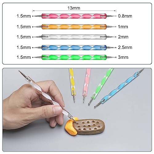 14 Polymer Clay Tools Acrylic Roller Clay Rolling Pin with Thickness Rings Tissue Blade Sculpting Earring Making Kit Supplies Slicer Knife Dotting Tool Jewelry Accessories Mini Cutters Press - color: 14 Pcs