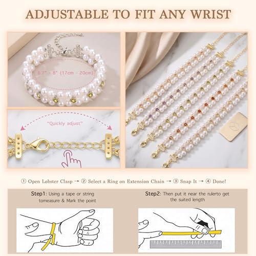 Double Layer Pearl Heart Bracelets for Women, Cubic Zirconia Charm Jewelry, Adjustable Gold Silver Stackable Bracelet Jewelry Set Birthday Gift for Mom Daughter Wife - color: Silver-Green