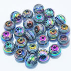 Mixed Lots Shiny AB Color Acrylic Faceted Bead DIY Beading Hairband Bracelets Necklace Craft Embelishment (Black-Transparent Rainbow Stripe) - color: Black-Transparent Rainbow Stripe