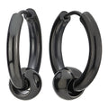 Stainless Steel Circle Beads Huggie Hinged Hoop Earrings for Men Women, 2pc - color: Black, size: Diameter:10MM