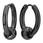 Stainless Steel Circle Beads Huggie Hinged Hoop Earrings for Men Women, 2pc - color: Black, size: Diameter:12MM