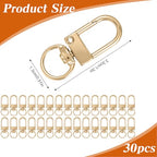 Xindojuz 30 PCS Metal Lobster Claw Clasps for Keychains and Jewelry Making, 360° Swivel Lanyards Snap Hooks Strap with Key Rings, Key Chains Connector Purses Straps Bag Charm DIY Accessories (Gold) - color: Gold