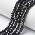 10 Strands Black Briolette Glass Beads 6mm Faceted Rondelle Tiny Crystal Loose Beads 870pcs for Bracelets Earring Jewelry Making - color: Black, size: 6x5mm
