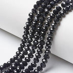 10 Strands Briolette Faceted Rondelle Glass Beads 8x6mm Opaque Glass Tiny Loose Beads 720pcs for Bracelets Jewelry Making - color: Black, size: 8x6mm