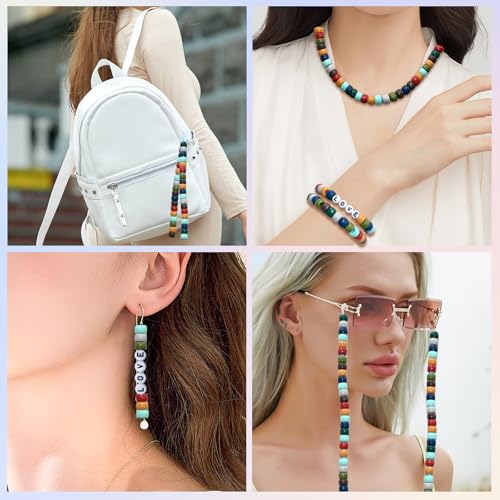 Amaney 1000Pcs Pony Beads 6x9mm Mixed Colors Earth Tone Acrylic Beads for Making Bracelet Hair Braids Crafts - color: Earth