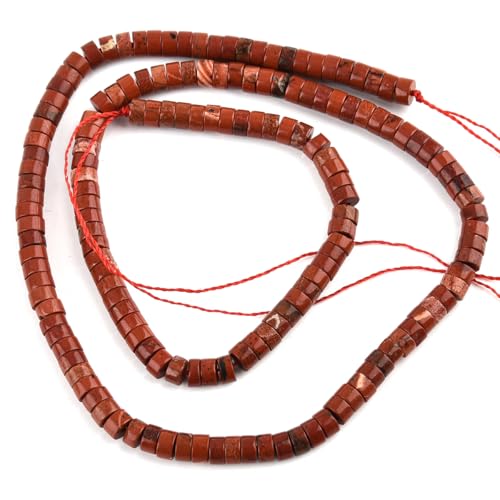 155pcs 4x2mm Natural Red Jasper Heishi Disc Rondelle Spacer Stone Semi Precious Gemstone Loose Beads for Jewelry Making 15 Inch - color: Red Jasper, size: 4x2mm