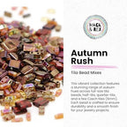 Mack and Rex Tila Bead Mixes (Autumn Rush) – Full-Size, Half-Tila, Quarter-Tila, and Czech Tiles – Variety Pack with 5mm Tila Beads & 6mm Czech Tiles – Ideal for Jewelry Making - color: Autumn Rush, size: 25 Gram Bag