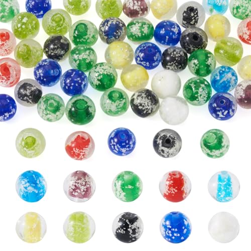 Elecrelive 50Pcs Round Glow in The Dark Beads 12mm Luminous Lampwork Glass Beads for DIY Bracelet Necklace Earring Jewelry Making - color: Mixed Color-12mm