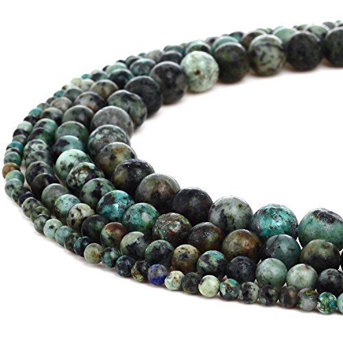 RUBYCA Natural African Turquoise Gemstone Round Loose Beads for DIY Jewelry Making 1 Strand - 6mm - color: African Turquoise, size: 6 MM