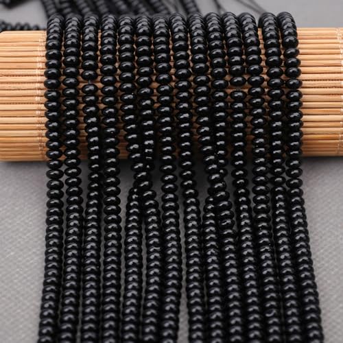 BONNY BOXX 1 Strand (150PCs) Natural 2 * 4mm Black Obsidian Rondelle Beads, Natural Abacus Disk Stone Beads Loose Spacer Gemstone for DIY Bracelet Necklace Jewelry Making - color: Black Obsidian, size: 2*4MM