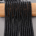 BONNY BOXX 1 Strand (150PCs) Natural 2 * 4mm Black Obsidian Rondelle Beads, Natural Abacus Disk Stone Beads Loose Spacer Gemstone for DIY Bracelet Necklace Jewelry Making - color: Black Obsidian, size: 2*4MM
