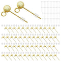 14K Gold Plated Ball Earring Posts Hypoallergenic Earring Studs Ball Ear Pin with 925 Sterling Silver Post for DIY Jewelry Making Findings - color: A Style-14K Gold Dull Polish Ball