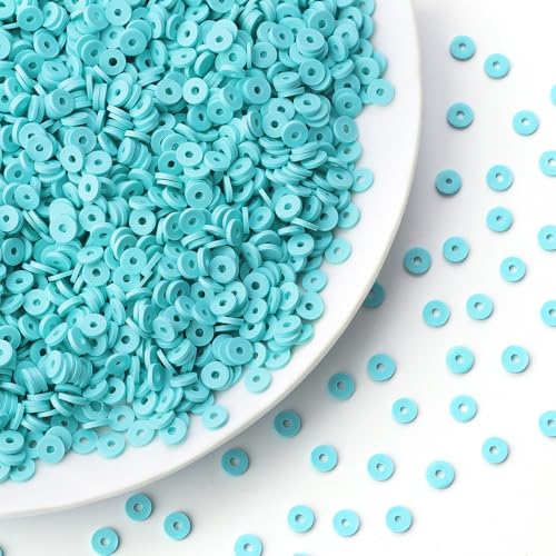 Light Blue Polymer Clay Beads, 6mm Heishi Bead for Jewelry Bracelets Necklace Making 1000PCS - color: Light blue