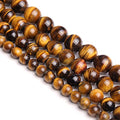 Natural Round AA Tiger Eye Agate Loose Stone Beads Bulk for Jewelry Making 4MM, 6MM, 8MM, 10MM,12MM (10mm) - color: 10mm