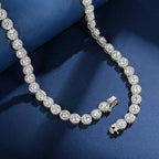 Gemsme 18K White Gold Plated Halo Necklace 5.0mm Round Cubic Zirconia Classic Tennis Necklace - color: White Gold, size: 22 inch