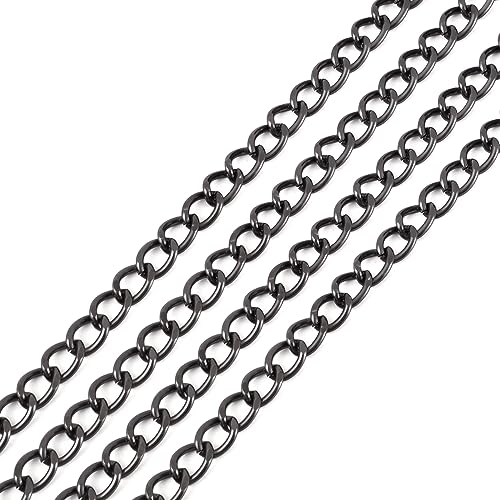 Craftdady 16.4 Feet Aluminum Curb Chain Link Black Twisted Cable Cross Chain Unwelded 10x6.5mm with Spool for Bracelet Necklace Tassel Earring Jewelry Making - color: Black, 10x6.5mm