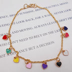 200 pcs Tiny Heart Enamel Charm Gold Plated Alloy Love Pendant Bracelet Earring Keychain Jewelry Crafts 6x8mm - color: Mixed