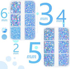 qiipii Light Blue AB Resin Rhinestones for Crafting 2mm 3mm 4mm 5mm 6mm Flatback Baby Blue Jelly Stones Diamonds Crystals Gems for Face Eyes Makeup Tumblers Bottles DIY Crafts Clothes Shoes Phones Car - color: Light Blue AB