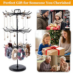 3 Tier Rotating Jewelry Stand with Adjustable Height, Necklace Holder Display Stand with 36 Hooks, Metal Jewelry Tree Organizer for Bracelets, Keychain Display, Jewelry Display for Vendors