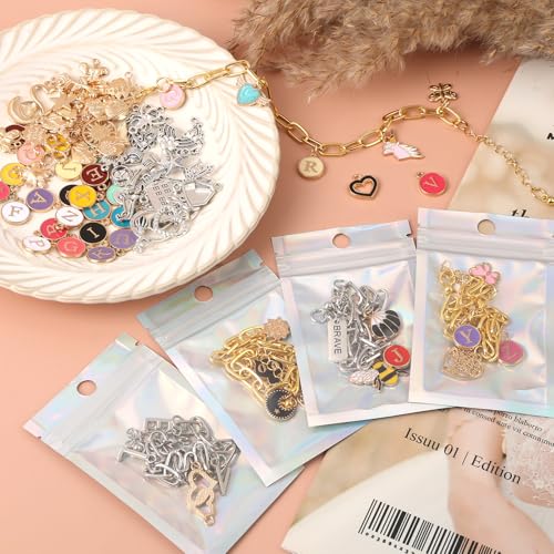 Zplontya Charm Bracelet Making Kit - 571 Pcs Jewelry Supplies with 20Pcs Bracelet Chains, Storage Box & Gift Bags, DIY Bracelet Kit for Jewelry Making, Gold & Silver Charms for Crafting - color: Gold and Sliver
