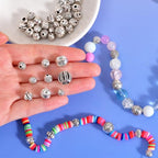 stino Metal Ball Spacer Beads for Jewelry Making, Silver Bracelet Earrings Necklace Findings & Supplies 512 (Ball (70pcs)) - color: Ball (70pcs)