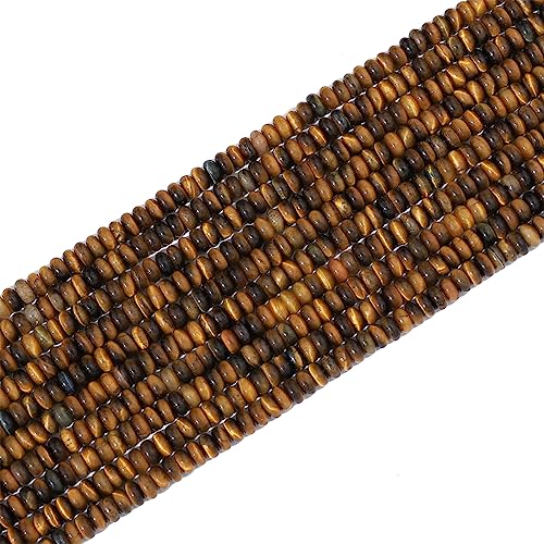 BEADIA Natural Yellow Tiger Eye Disk Stone Beads 4x2mm 160pcs Rondelle Loose Semi Gemstone Beads for Jewelry Making Design - color: Yellow Tiger Eye