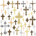 stino 100 Gram Metal Charms for Jewelry Making, Silver & Gold Plated, Bulk Pack for Bracelets, Necklaces, Crafts - color: Cross Mixed Color
