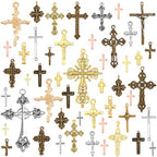 stino 100 Gram Metal Charms for Jewelry Making, Silver & Gold Plated, Bulk Pack for Bracelets, Necklaces, Crafts - color: Cross Mixed Color