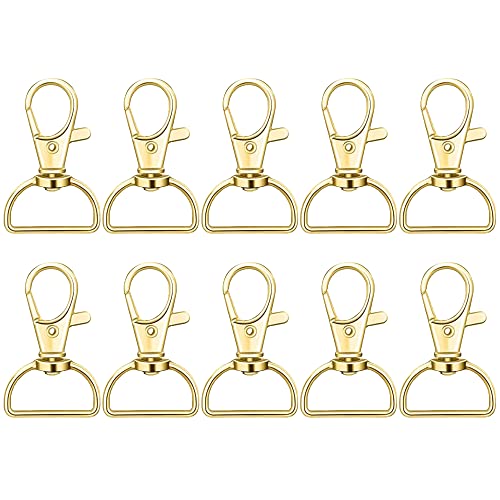 Swivel Snap Hook, 35 PCS Light Gold Lanyard Clips, Metal Lobster Claw Clasps Keychain Hook with 3/4 INCH D Ring for Macrame Keychain Swivel Clips for Making Key Fobs - color: Light Gold