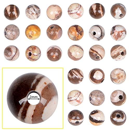 Bymitel 8mm Beads Big Hole 2.0mm Sized Original Natural Stone Beads Gemstone Round Loose Beads 45pcs Energy Healing Strand Loose Beads for Jewelry Making Bracelets Anklets (8mm, Zebra Jasper) - color: Zebra Jasper, size: 8mm