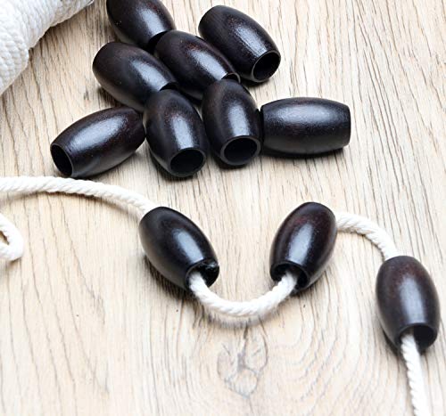20Pcs 30 x 20mm Oval Wood Beads with 10mm Large Hole Wooden Loose Spacer Beads for Bead Crafts Making, Black - color: 30x20mm, Black#20pcs