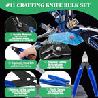 17Pcs Hobby Model Basic Tool Kit Contains Flush Pliers, Mini File, Crafting Knife with Replacement Blades, Tweezers, Professional Modeling Building Fixing Set for Gundam