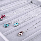 Oirlv Velvet Stackable Jewelry Tray Necklace Pendant Organizer Display Showcase Jewelry Storage trays - size: 6 Grids Necklace Tray