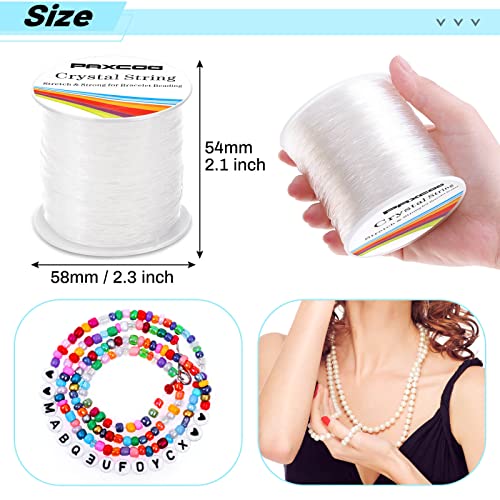 Bracelet String, Paxcoo 2 Rolls Elastic Stretchy Bead String Cord for Clay Beads Kandi Pony Beads Bracelets Jewelry Making (0.8 MM, Crystal) - size: 0.8 MM, style: Crystal Clear