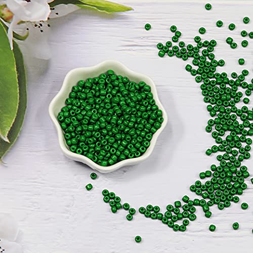 Size 6/0 Crafts Glass Seed Beads 4mm Dark Green Beads for Jewelry Making (Total About 100g About 1200pcs) - color: Dark Green