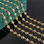 2 Yard Gold Star Chain for Jewelry Making Stainless Steel Chains for Crafts DIY Baroque Link Chain Bulk - color: Gold Star