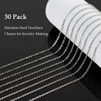 UMAOKANG 30 Pack Silver Chains for Jewelry Making, Stainless Steel Cable Chains Bulk Unisex Necklace Jewelry Chain (18 Inches) - color: Silver Cable, size: 18 Inch