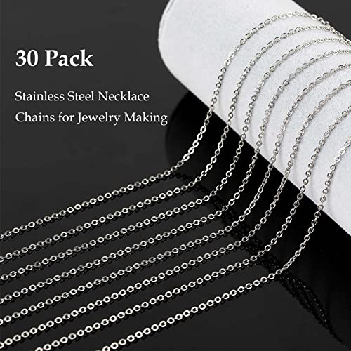 UMAOKANG 30 Pack Silver Chains for Jewelry Making, Stainless Steel Cable Chains Bulk Unisex Necklace Jewelry Chain (18 Inches) - color: Silver Cable, size: 18 Inch