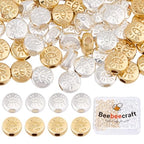 Beebeecraft 1 Box 100Pcs Evil Eye Spacer Beads Real 18K Gold & Sterling Silver Plated Alloy Flat Round Beads for DIY Necklace Jewelry Making - color: Gold, Sliver