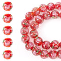 Cheriswelry 40Pcs/Strand Flower Lampwork Beads 10mm Round Glass Loose Spacer Beads Gold Sand Handmade Craft Bead for Rosary Jewelry Crafts DIY Bracelet Necklace Earring (Red) - color: Red